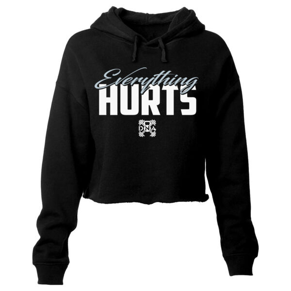 EVERYTHING HURTS PINK - WOMEN'S CROPPED HOODIE - BLACK - $QE6DU4$ Thumbnail